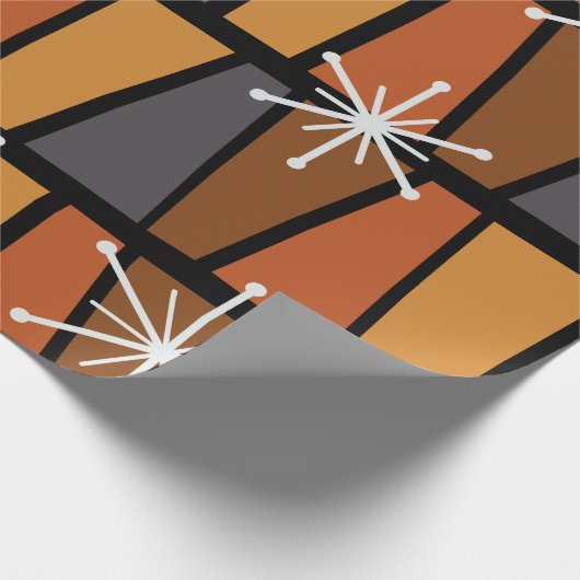 Geometrisch MCM Abstract verbrand Sinaasappel Cadeaupapier (Hoek)