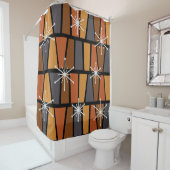 Geometrisch MCM Abstract verbrand Sinaasappel Douchegordijn (In situ)