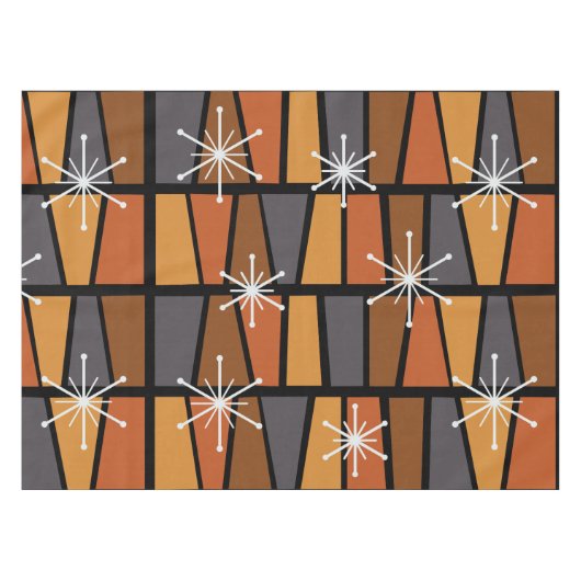 Geometrisch MCM Abstract verbrand Sinaasappel Tafelkleed (Voorkant (Horizontaal))