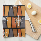 Geometrisch MCM Abstract verbrand Sinaasappel Theedoek (Quarter Fold)