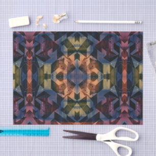 Geometrisch meer kleurenpatroon met bruine bloem tissuepapier