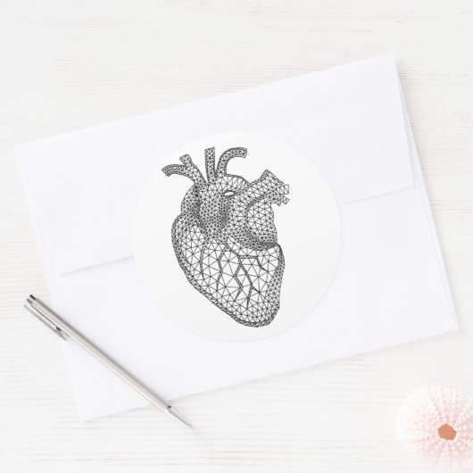 Geometrisch menselijk hart ronde sticker (Envelop)