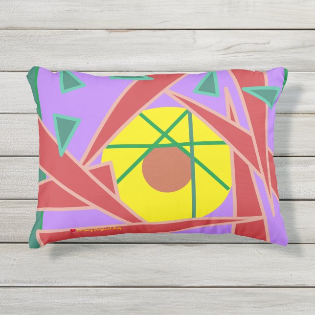 Geometrisch met meerdere kleuren buitenkussen (Voorkant)