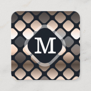 Geometrisch metalen patroon   Monogram Vierkante Visitekaartje