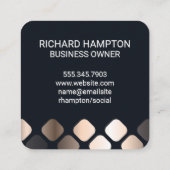 Geometrisch metalen patroon | Monogram Vierkante Visitekaartje (Achterkant)