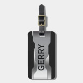 Geometrisch Metallic Zilver Roestvrij Staal Kijk Bagagelabel (Voorkant verticaal)