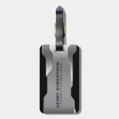 Geometrisch Metallic Zilver Roestvrij Staal Kijk Bagagelabel (Achterkant verticaal)