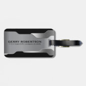 Geometrisch Metallic Zilver Roestvrij Staal Kijk Bagagelabel (Achterkant horizontaal)