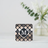 Geometrisch metallisch patroon | Monogram Vierkante Visitekaartje (Staand voorkant)