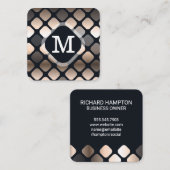Geometrisch metallisch patroon | Monogram Vierkante Visitekaartje (Voorkant / Achterkant)