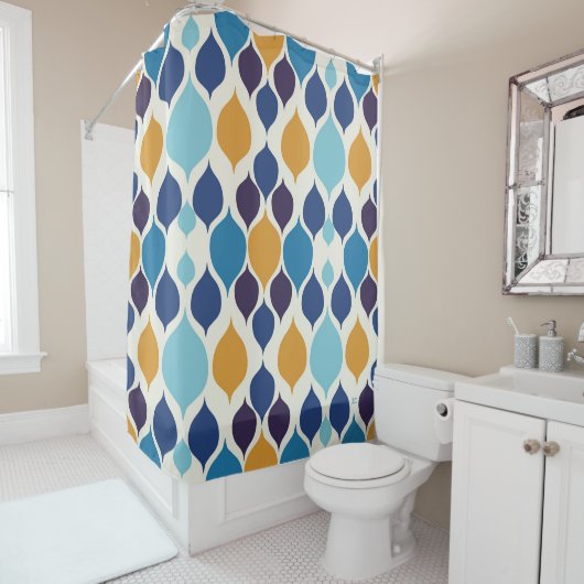 Geometrisch middelste eeuw 1960 douchegordijn (In situ)