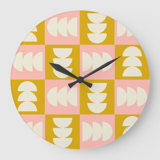 Geometrisch midden-eeuw modern retro patroon grote klok (Voorkant)