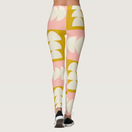 Geometrisch midden-eeuw modern retro patroon leggings (Achterkant)