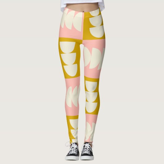 Geometrisch midden-eeuw modern retro patroon leggings (Voorkant)