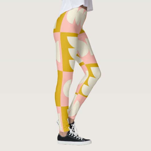 Geometrisch midden-eeuw modern retro patroon leggings (Rechts)