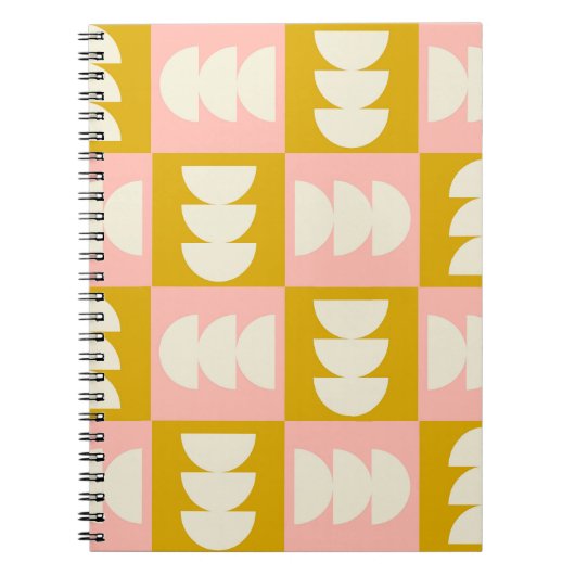 Geometrisch midden-eeuw modern retro patroon notitieboek (Voorkant)
