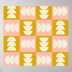 Geometrisch midden-eeuw modern retro patroon poster