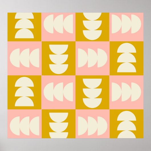 Geometrisch midden-eeuw modern retro patroon poster (Voorkant)