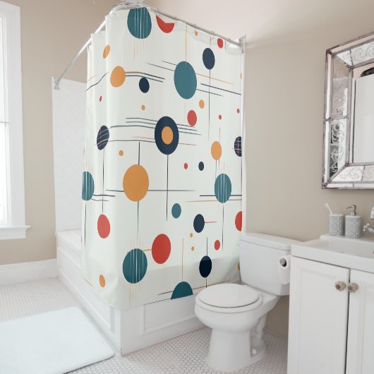 Geometrisch middenpatroon douchegordijn (In situ)