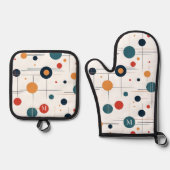 Geometrisch middenpatroon ovenwant & pannenlap set (Voorkant)