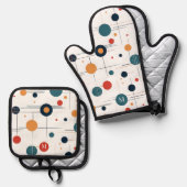 Geometrisch middenpatroon ovenwant & pannenlap set (Voorkant / Achterkant)