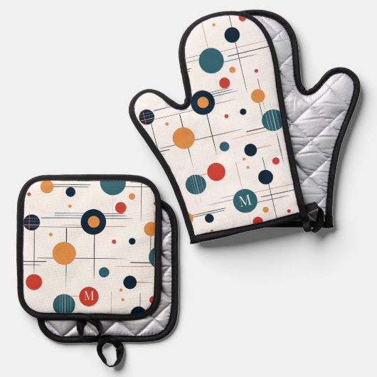 Geometrisch middenpatroon ovenwant & pannenlap set (Voorkant / Achterkant)