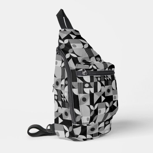 Geometrisch middenpatroon sling bag (Linkerhoek)