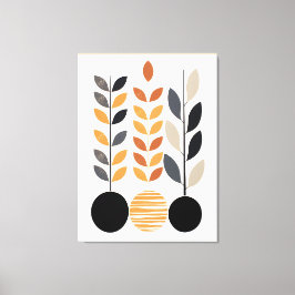 Geometrisch minimalisme: bladeren in Abstract Canvas Afdruk