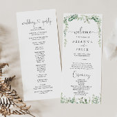 Geometrisch minimalistisch eucalyptus huwelijkspro programmakaart