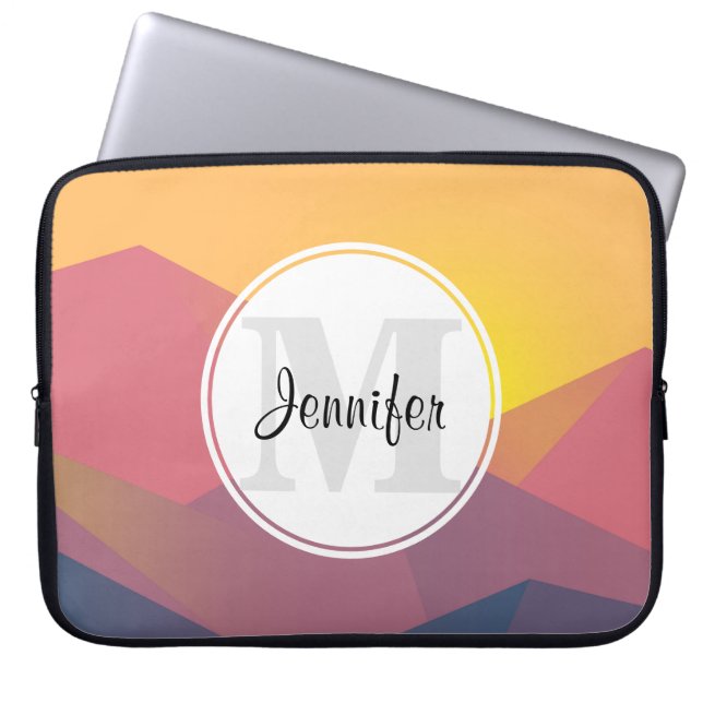 Geometrisch minimalistisch monogram voor de Rustig Laptop Sleeve (Voorkant)