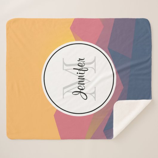 Geometrisch minimalistisch monogram voor de Rustig Sherpa Deken (Voorkant (horizontaal))