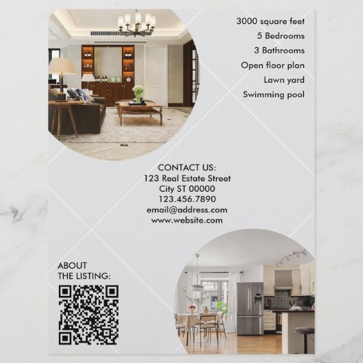 Geometrisch minimalistisch onroerend goed Flyer (Achterkant)