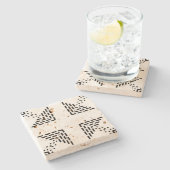 Geometrisch minimalistisch ontwerp zwart-wit stenen onderzetter (Zijkant)