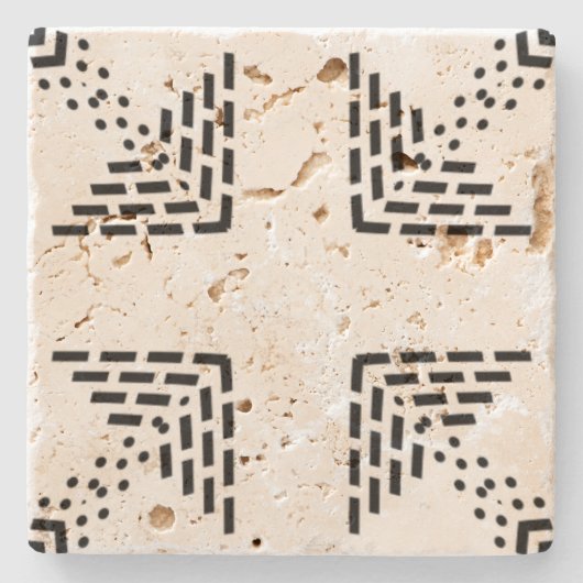 Geometrisch minimalistisch ontwerp zwart-wit stenen onderzetter (Voorkant)