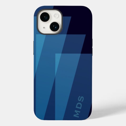 Geometrisch Modern Aangepast Blauw Case-Mate iPhone Case (Achterkant)