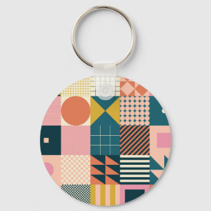 Geometrisch Modern Abstract: kleurrijk ontwerp Sleutelhanger
