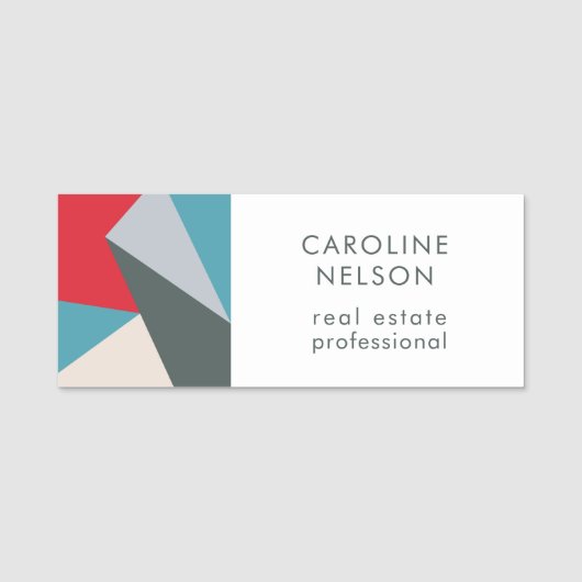 Geometrisch modern Abstract professioneel onroeren Naamplaatje (Voorkant)