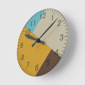 Geometrisch Modern Blauw, Mosterd, Bruine Retro Ronde Klok (Hoek)