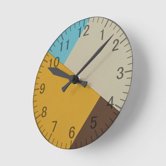 Geometrisch Modern Blauw, Mosterd, Bruine Retro Ronde Klok (Hoek)
