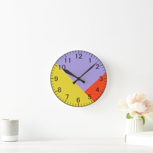 Geometrisch modern blauw, mosterd, Oranje retro Ronde Klok (Huis)