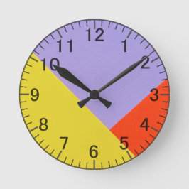 Geometrisch modern blauw, mosterd, Oranje retro Ronde Klok