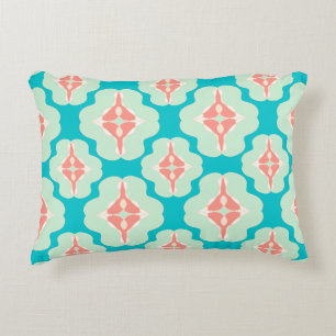 Geometrisch modern blauwgroen sinaasappel accent kussen