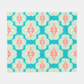 Geometrisch modern blauwgroen sinaasappel fleece deken (Voorkant (Horizontaal))