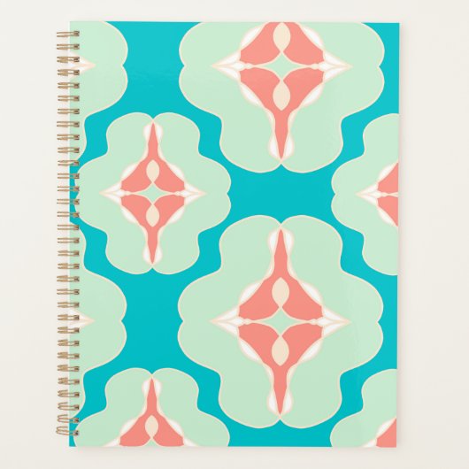 Geometrisch modern blauwgroen sinaasappel planner (Voorkant)