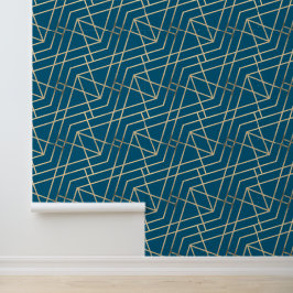 Geometrisch Modern Classy Chic Deco Gold & Turquoi Behang