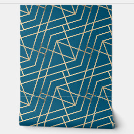 Geometrisch Modern Classy Chic Deco Gold & Turquoi Behang