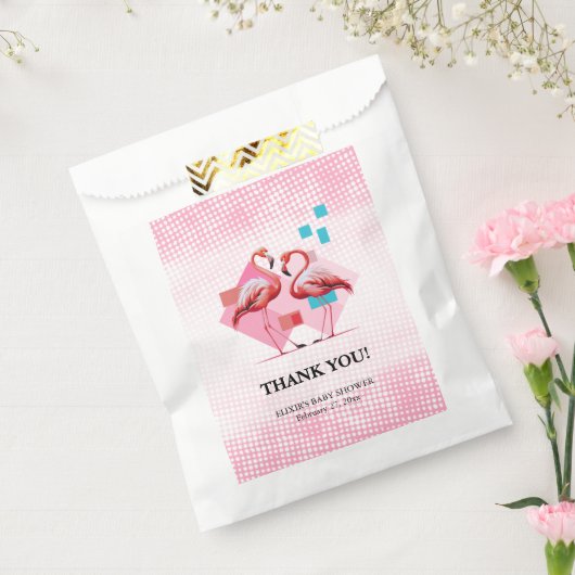 Geometrisch modern flamingo Baby shower Bedankzakje (Gezegeld)