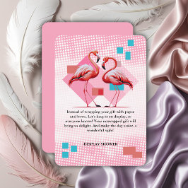 Geometrisch modern flamingo Baby shower Informatiekaartje