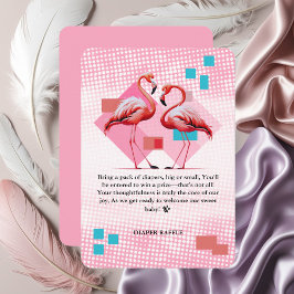 Geometrisch modern flamingo Baby shower Informatiekaartje