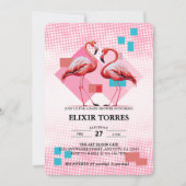 Geometrisch modern flamingo Baby shower Kaart (Voorkant)